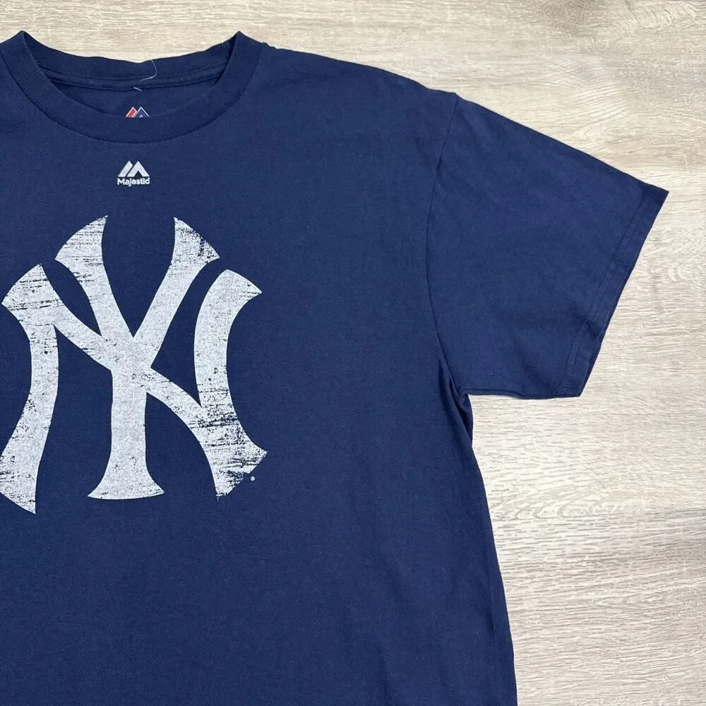 New York Yankees Shirt Dad Number 1 Majestic Men’s Blue Large Baseball Tee